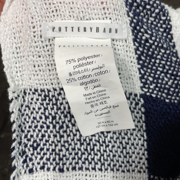 Pottery Barn Bedding Pottery Barn Navy Blue Fringe Throw Blanket 5
